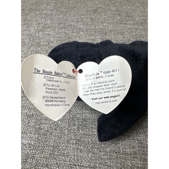 Ty Beanie Babies Retired Blackie Black Bear Stuffed Animal Toy - Picture 8 of 9